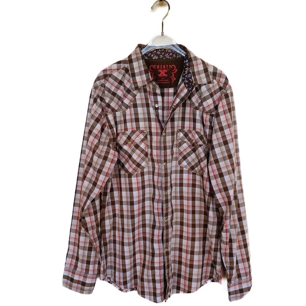 TWENTY X Wrangler Western plaid button down Mens size L